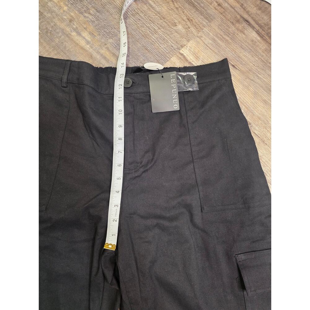 New Lepunuo Womens Black Cargo Pants Wide Leg Parachute Trousers Size XXL NWT - Picture 2 of 6